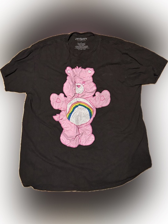 Care Bears Other - Care Bears Black T‑Shirt with Pink Bear and Rainbow Large